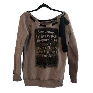 GAUDI Vintage Soul Graphic Print Ribbon Neckline Sweatshirt - Sz XL